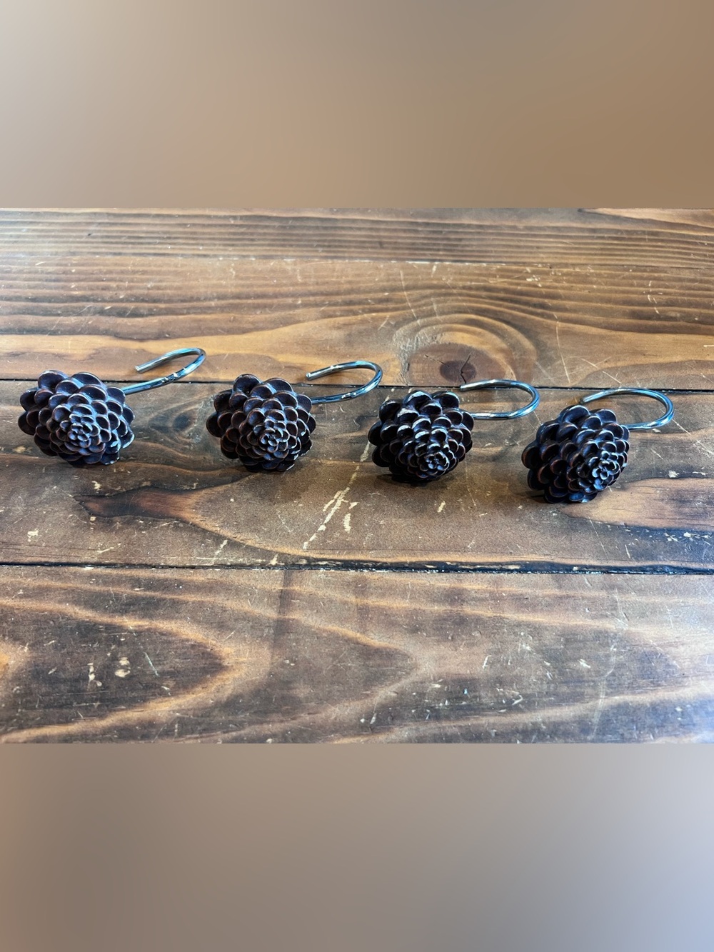 Rustic Pinecone Shower Curtain Hooks - Picture 4 of 4